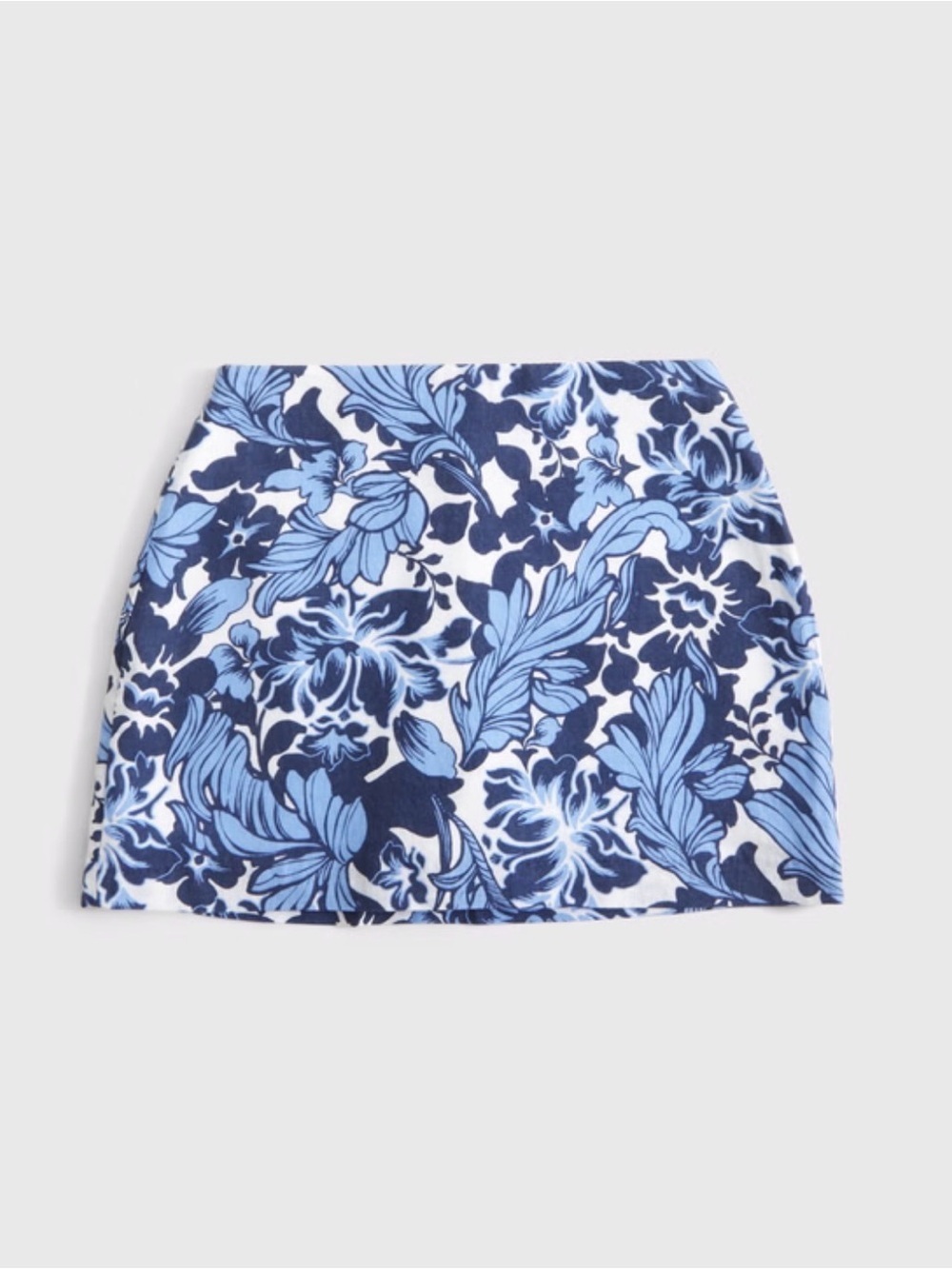 The A&F Scarlet Curve Love Linen-Blend Mini Skort - XXL - Blue Floral